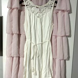 Knox Boho Crochet Yoke White Sleeveless Dress